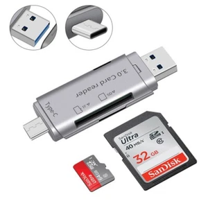 Micro SD Card Reader Adapter to USB 3.0 Type C/Micro USB/USB A Converter Macbook - Picture 1 of 5
