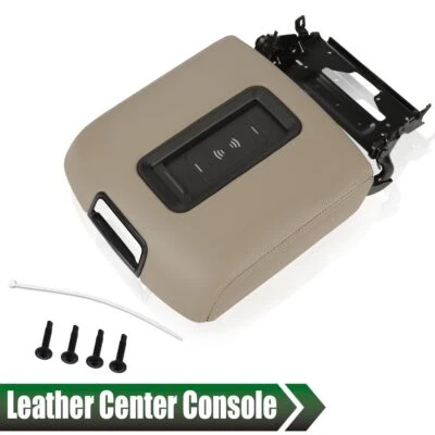 Ajuste para 15-19 Suburban Yukon Consola central de carga inalámbrica Apoyabrazos Tapa Beige Foto 1 de 4