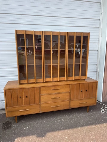 Mid Century Modern Credenza China Cabinet Display Case Glass Sideboard Cover