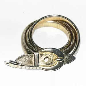 1970s Anne Klein Snake Chain Metal Stretch Belt with faux Buckle - Picture 1 of 5