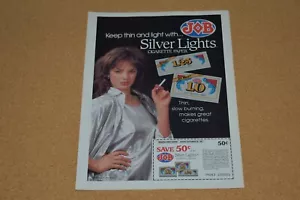 1986 Print Ad Silver Lights Cigarette Pinup Girl Lady Smoking Brunette Hot Sexy - Picture 1 of 1
