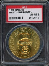 1990 BANDAI BASEBALL COINS  BRET SABERHAGEN PSA 8 26628318