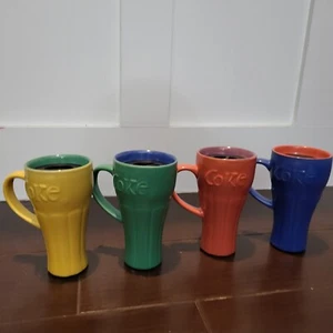Coca Cola/ Coke Coffee Mug With Slip Resistant Bottom & Lids Lot Of 4 - Picture 1 of 3
