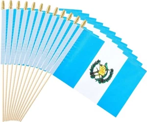 Paquete de 25 mini banderas guatemaltecas de mano con bandera de Guatemala peque - Picture 1 of 5