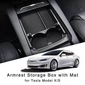 For Tesla Model X / S 2015+ Armrest Storage Box Holder Center Console Glove Tray - Picture 1 of 9