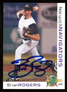2002 Norwich Navigators BRIAN ROGERS Signed Card autograph AUTO YANKEES