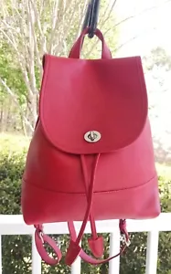 Coach F09791 Large Vintage Cherry Red Day Pack Leather Backpack w/Turn Lock - Picture 1 of 15