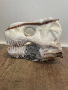 Tyrannosaurus Rex Sculpture Carved Dinosaur Skull Mexican Agate 4 Lbs 10 Oz - Picture 1 of 11