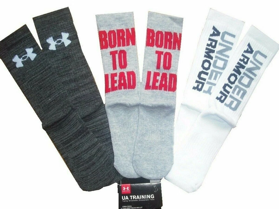 Under Armour Youth Boys Training Crew Socks 3 Pair Medium 4y-8y Size