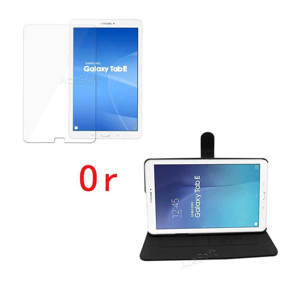 For Verizon Samsung Galaxy Tab E 9.6" PU Leather Cover Case or Screen Protector - Image 1 of 1