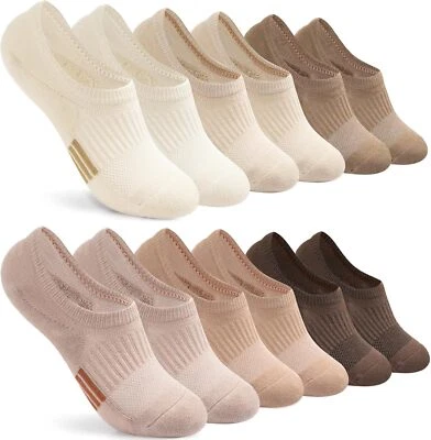 No Show Socks Womens Cushioned Low Cut Athletic Hidden Liner for 6-9, 6 Tan  - Image 1 of 4