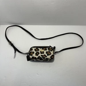 COACH F53421 Cheetah Print Mini Crossbody Purse Black Double Zip Camera Big - Picture 1 of 8