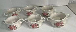 6 20oz Soup mugs Roseland Rose Gibson Stoneware - Picture 1 of 7