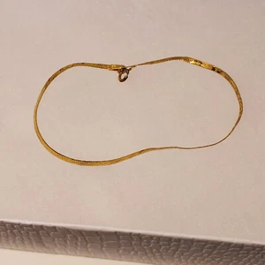 3 mm. Minimalist Herringbone Bracelet. I love Stamped. 14-k Solid Gold. - Picture 1 of 2