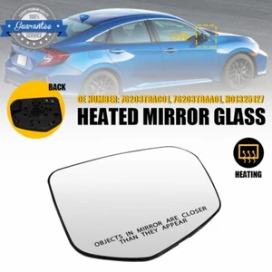 Right Heated Mirror Glass For 2016-2021 Honda Civic w/Backing Plate HO1325127 - Picture 1 of 11