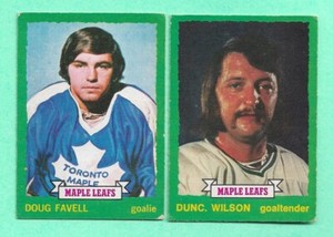 (1) DUNC WILSON + DOUG FAVELL 1973-74 O-PEE-CHEE  MAPLE LEAFS GOALIE CARD(I2541)