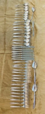 Juego de cubiertos WM Rogers reforzados con placa de plata Starlight Rose 44 piezas vintage Foto 1 de 4