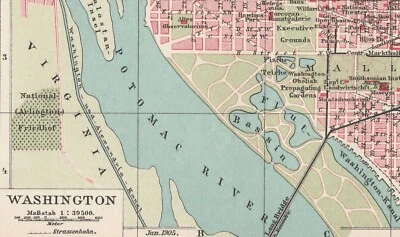 WASHINGTON 1905 ENERO fechado mapa plano original Estados Unidos Foto 1 de 4