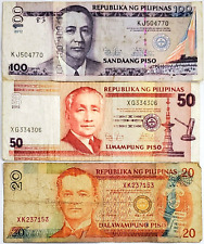PHILIPPINES 3 SET OF PESOS BANKNOTES ~  100 50 20