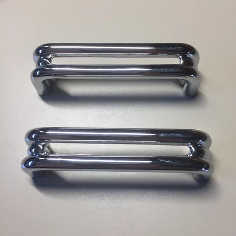 2 Vintage KBC Chrome Split Bar Drawer Pull Mid Century Style Lot A Cover