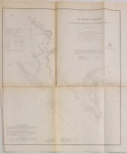 1859 U.S. Coast Survey chart map St. Mary's River Cornfield Harbor Pt. Lookout - Picture 1 of 18