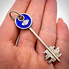 Vintage Anhänger Schlüssel Silber 800 große markiert Italien blau Emaille Damenschmuck 5 gr