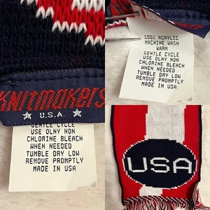Knitmakers USA Patriotic 80” X 9” Stars and Stripes Acrylic Scarf Made in USA - Picture 1 of 13