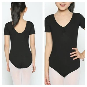 Tanztrikot. Schwarz Gymnastik/Ballett Kostüm. 3-12 Jahre. PE Schuluniform. Kinder - Bild 1 von 5