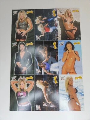 WWE WWF Divas Swimsuit FLEER TRADING CARD SHEET Trish Stratus Ivory Terry - Image 1 of 3