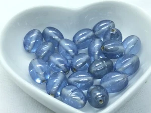 20 handmade lampwork oval glass beads, 12mm x 10mm, pale blue colour with lustre - Picture 1 of 2