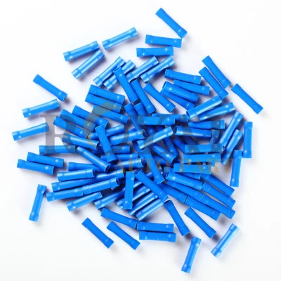 (100)  Vinyl Butt Connector Blue 16-14 Gauge wire Crimp Type Insulated - Image 1 of 3