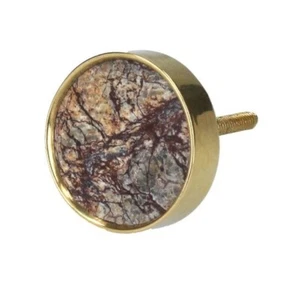 Mármol Pomo Puerta Marrón de Lujo con Borde Dorado Conjunto 2 Por Gisela Graham - Imagen 1 de 1