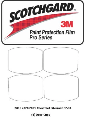 3M Scotchgard PRO protección de pintura 2019-2021 Chevrolet Silverado 1500 tazas de puerta Foto 1 de 3
