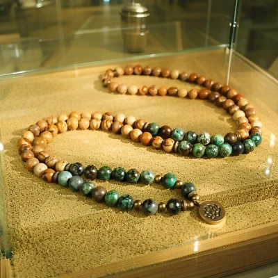 Turquesa Africana 108 Cuentas Mala Oración Meditación Collar Envolvente Pulsera Regalo Foto 1 de 4