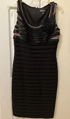 Adrianna Papell LBD Negro Fiesta Cóctel Elástico Talla 8 Excelente Estado Foto 1 de 3