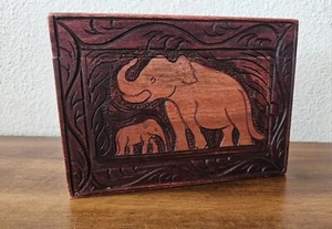 Verstecktes Fach Elefant Mechanismus Massivholz Box mit 3 Stufen Eingang. Vintage Selten. - Bild 1 von 16