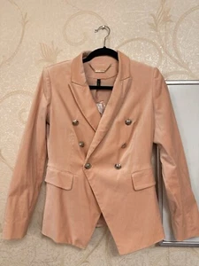 White House Black Market Sz 0 First Blush Pink Blazer Jacket Velvet preppy - Picture 1 of 12
