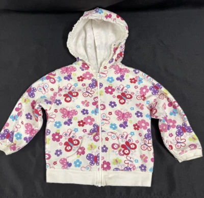 Okie Dokie Girls Toddlers Kids White Floral Hooded Coat Jacket Size 24 Months - Image 1 of 4