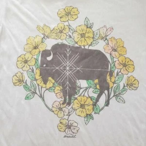 ONeill T-Shirt Womens XS White Graphic Buffalo Short Sleeve Crew Neck Side Slit  - Picture 1 of 5