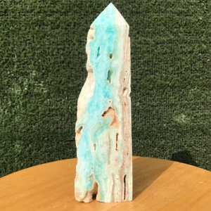 570G Natural Sky Blue Hemimorphite Quartz Crystal Point Tower Healing Stone - Picture 1 of 16