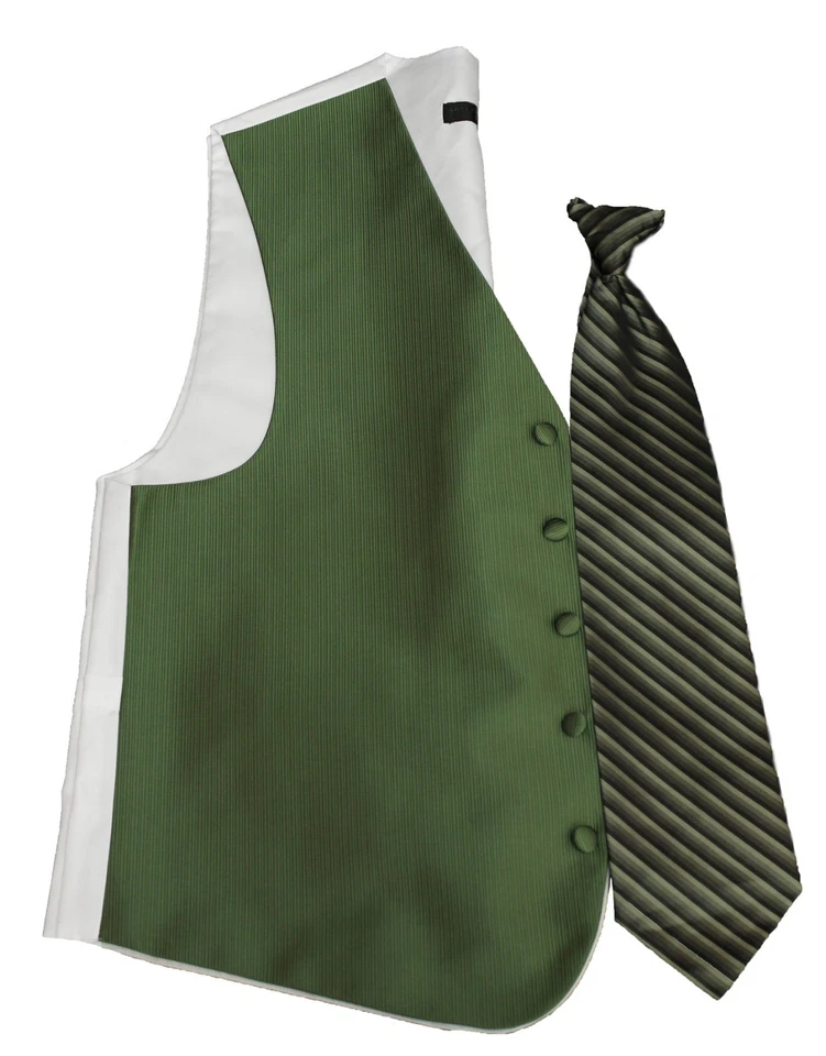 Clover Green Joseph Abboud Faille Fullback Tuxedo Vest & Tie Wedding Vests Groom - Image 1 of 1