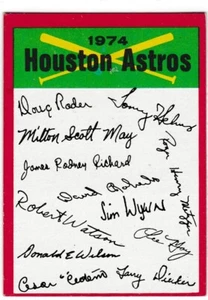 1974 topps team checklist #10 HOUSTON ASTROS - Picture 1 of 1
