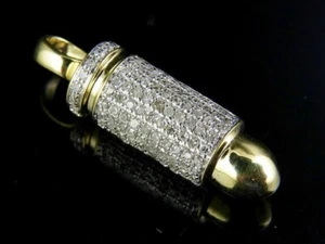 2CT Lab Created White Diamond Bullet Charm Pendant Hip Hop 14K Yellow Gold Over - Picture 1 of 5