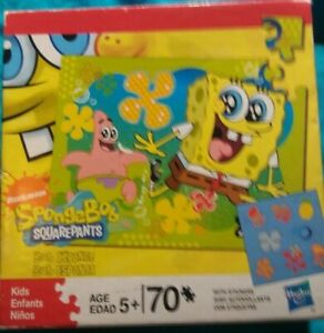 spongebob squarepants 70 piece puzzle with stickers nib Patrick&spongebob