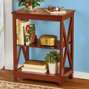 Attractive Rich Walnut Finish Wood Home Side Table with 2 Storage Shelves - Picture 1 of 2