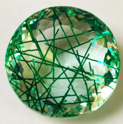 AAA+ Rutilated Quartz 91 Ct. Round Cut Loose Gemstone for Ring Pendant Bracelet - Image 1 of 4