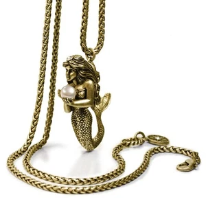 NUEVO DULCE ROMANCE SIRENA ESCULTURA Y COLLAR COLGANTE DE PERLAS BT ~ HECHO EN EE. UU. - Imagen 1 de 3