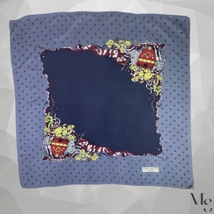 ZONOBETTI FIRENZE Blue Heraldic Crest Print Silk Scarf SQR 34’’ EX COND - Picture 1 of 8
