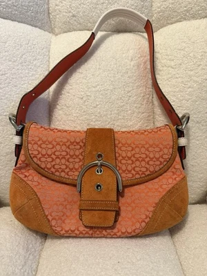 Rare Vintage 2003/2004 Coach Soho Orange Bag With Signature Jacquard Print - Image 1 of 4