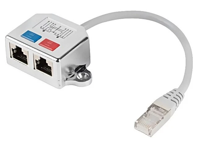 AD-0026-S Sdoppiatore argento Cat: 5e RJ45 femmina x2, connettore RJ45 x1... - Immagine 1 di 1